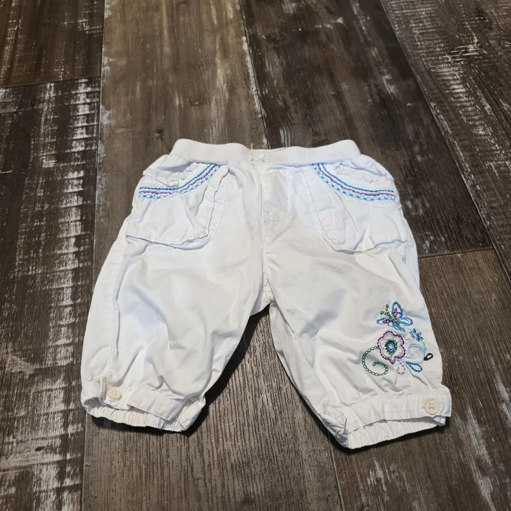 White Embroidered Baby Pants